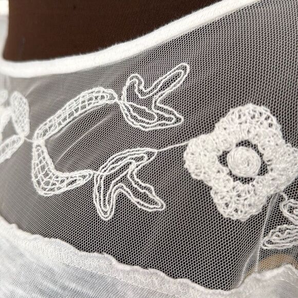 Free People Love Me white lace tee womens size small oversized sheer romantic bo - Picture 4 of 9